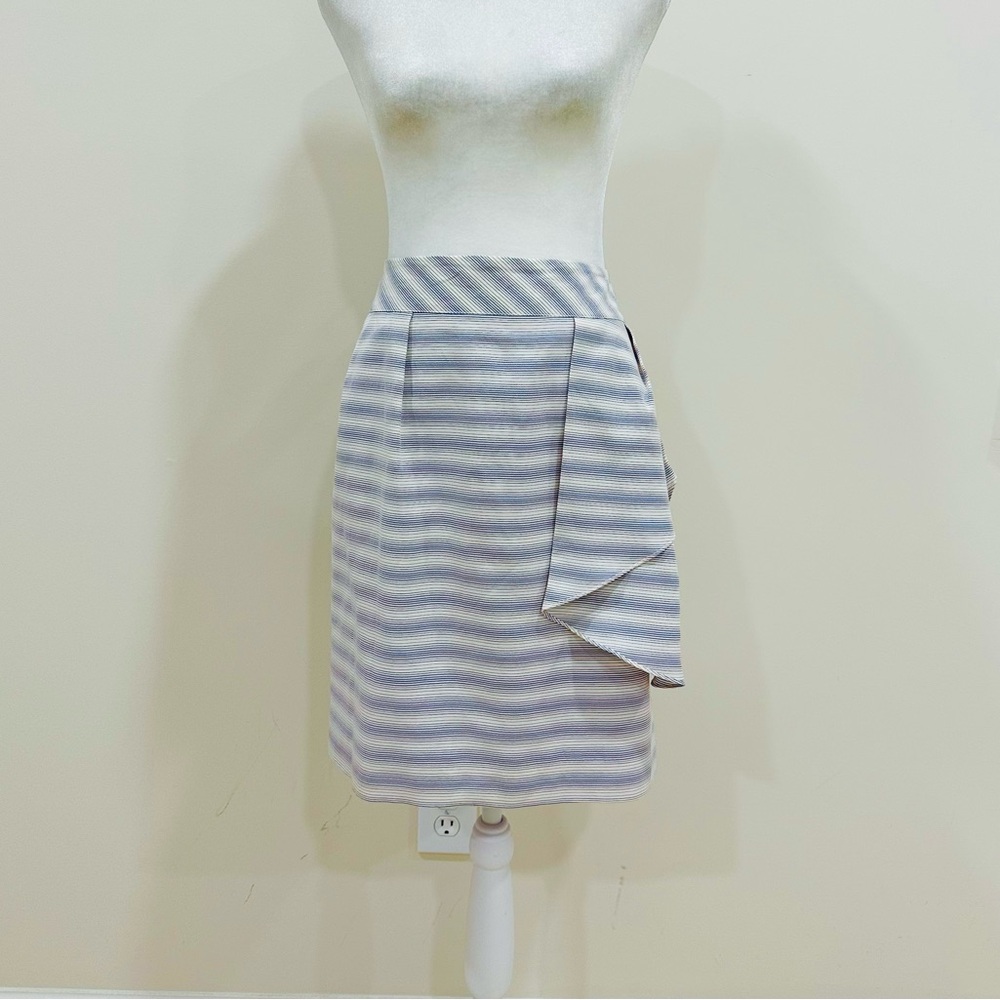 Anthropologie‎ Yoana Baraschi Striped Ruffle Tulip Skirt Size 12 Purple & White